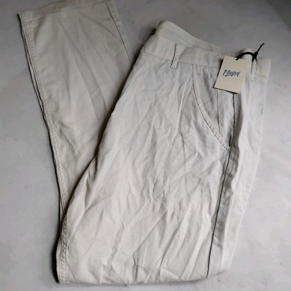 Mugsy‎ Pants 40x32 Driftwoods Linen Straight Leg Preppy Classic Capsule New